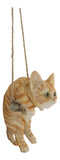 Set Of 2 Lifelike Feline Tabby Kitten Cats On Branch Swing Hanger Wall Decors