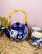 Ebros Chrysanthemum Autumn Colorful Large Floral Blooms 25oz Tea Pot With 4 Cups Set