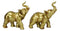 Feng Shui Gold Patina Elephant Left And Right Pair Figurines With Trunks Up