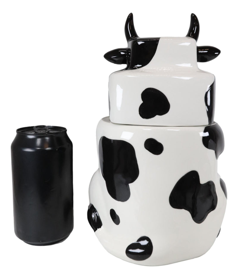 Ebros Rustic Farmhouse Holstein Moo Cow Ceramic Cookie Jar Milk Cows Decor Figurine