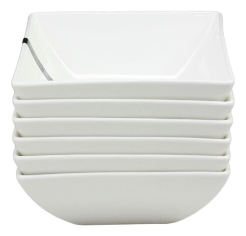 Ebros Pack Of 6 Kitchen And Dining Modern Contemporary Design Porcelain Square Bowls 18 Ounces 5.25"Dia Restaurant Supply Grade Dishwasher And Microwave Safe Perfect For Appetizers Dipping Sauces Soup