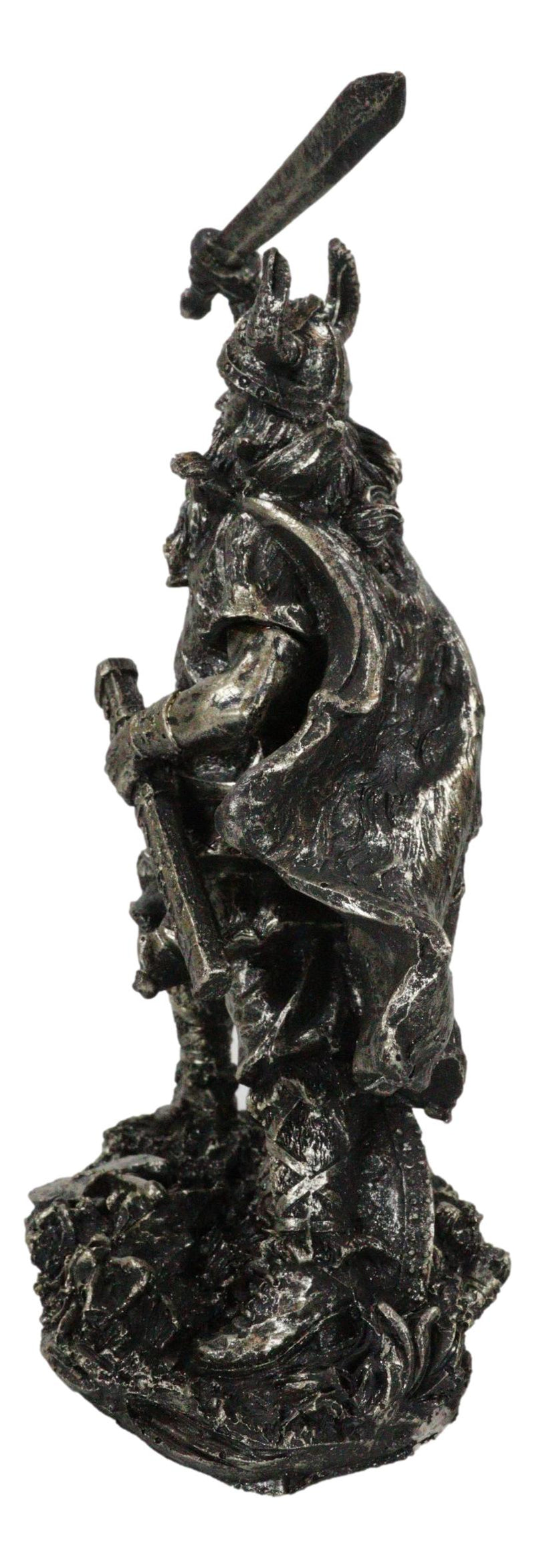 Viking Berserker Warrior With Bull Horn Helmet Attacking With Sword Figurine