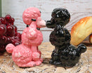 Black And Pink Chien Canne Poodles Salt And Pepper Shakers Ceramic Figurine Set