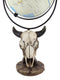 Rustic Western Bison Bull Cow Skull World Atlas Map Globe Decorative Figurine