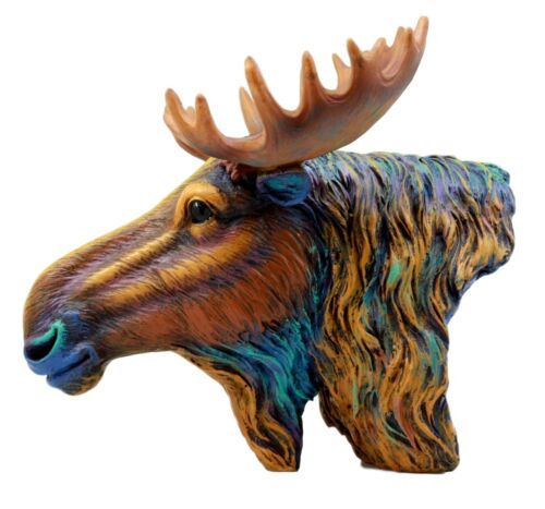 Ebros Wild & Free Colorful The Emperor Moose Bust Figurine 7.5"H Multi Color - Ebros Gift