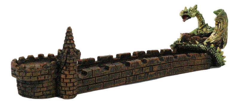 Green Dragon Perching On Castle Parapet Allure Roof Incense Burner Figurine