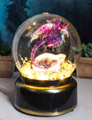 Purple Dragon On Faux Geode Crystals Musical LED Light Air Powered Water Globe