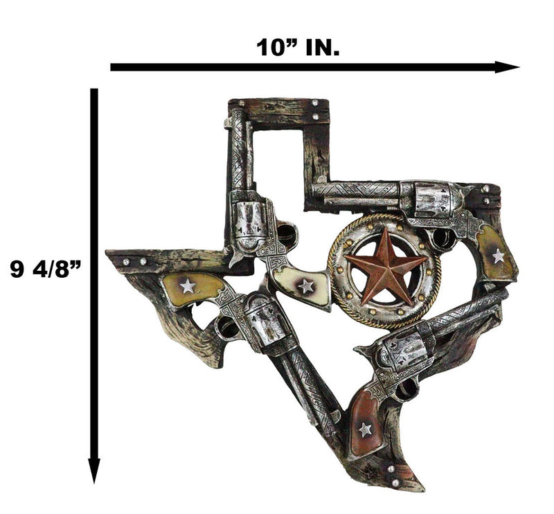 Rustic Western Lone Star Texas State Map Triple Cowboy Revolver Guns Wall Decor