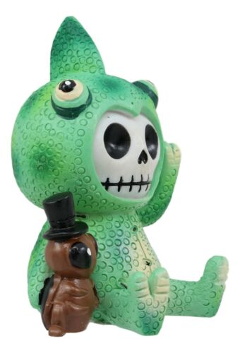 Furrybones Camo The Chameleon With Cricket Figurine 3"H Skeleton Furry Bones