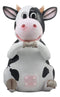 Ebros Country Farm Whimsical Holstein Cow Statue Holding Solar LED Lantern Light 14"H