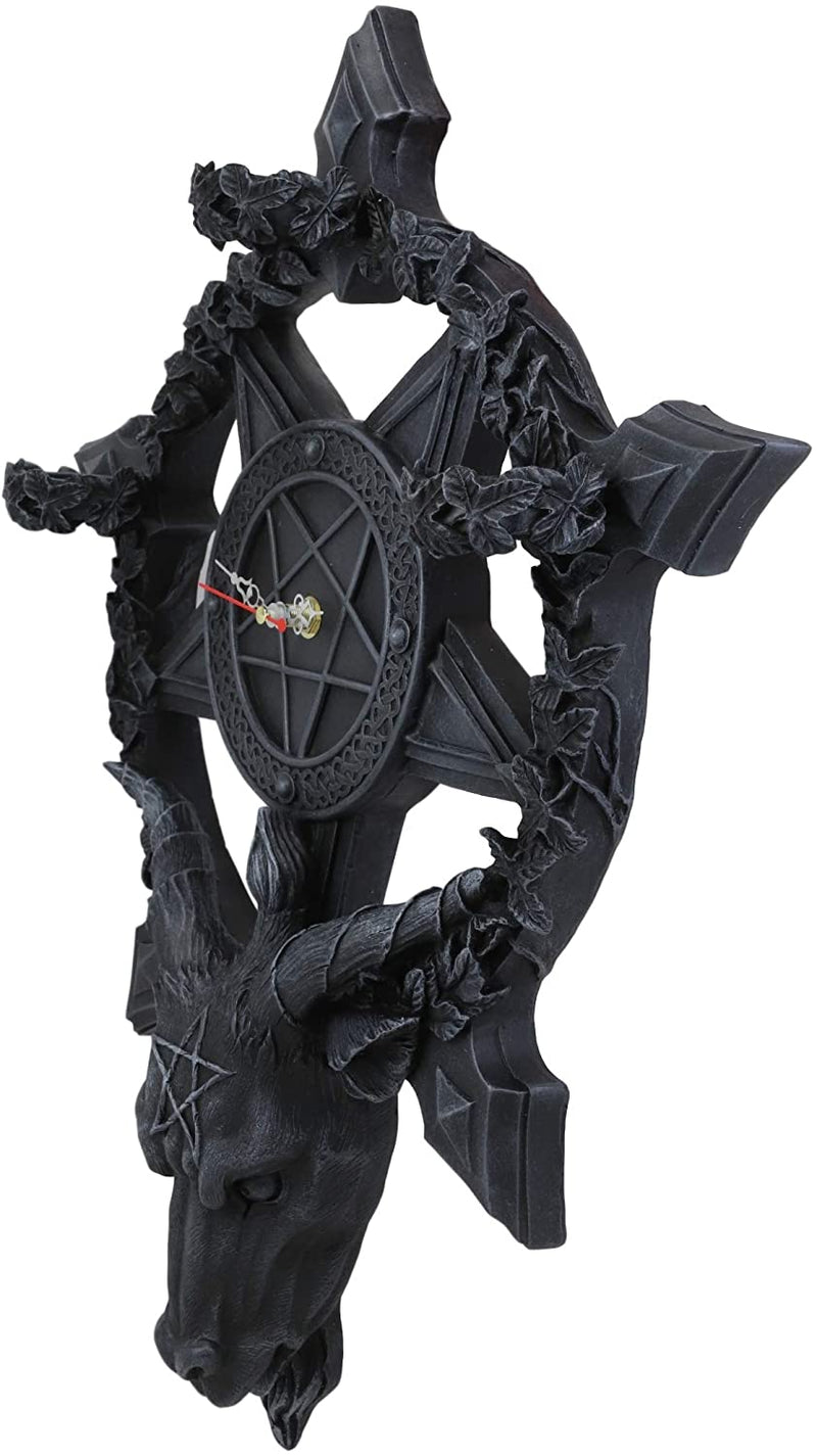 Ebros Samael Lilith Baphomet Hanging Wall Clock Candle Holder Decor Plaque 19" H