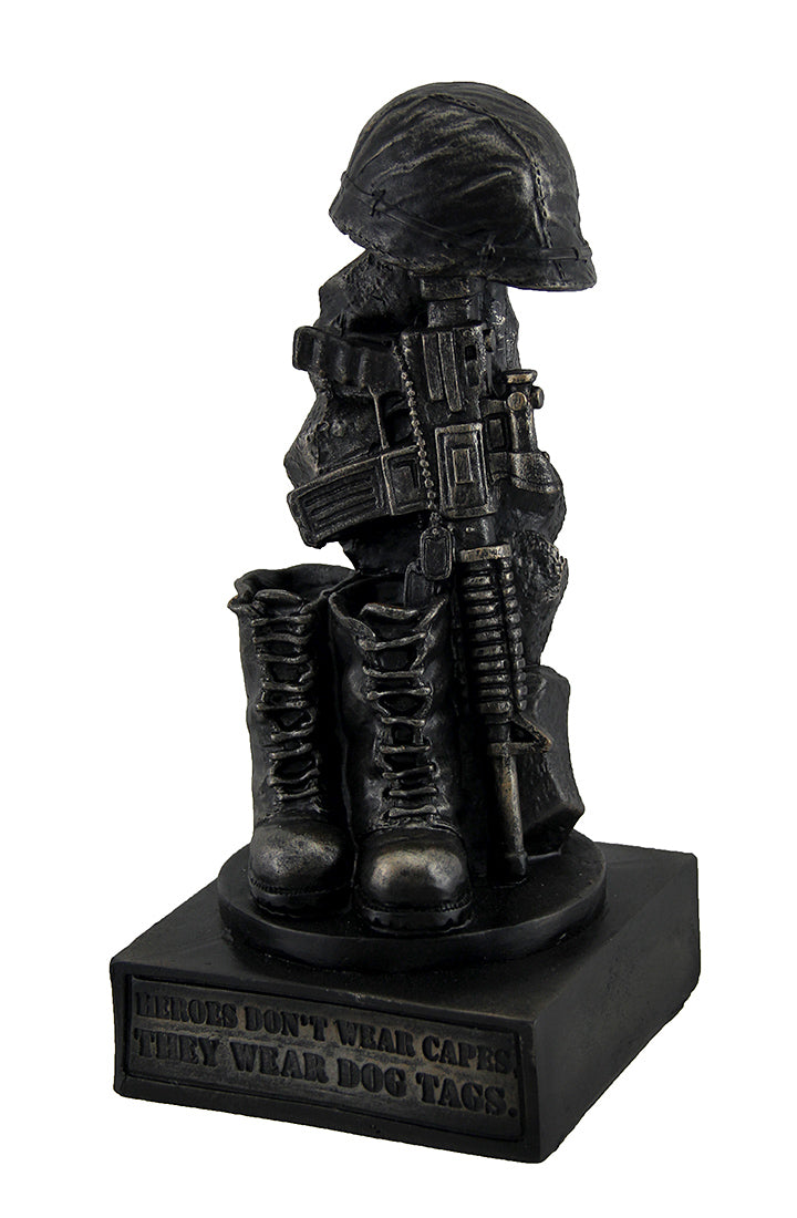 Honoring the Fallen Military Soldier's Boots Helmet & Rifle Statue 8 Inch - Ebros Gift