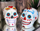 Ebros Colorful Day Of The Dead Blue And White Sugar Skulls Salt And Pepper Shakers Set