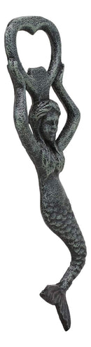 Ebros Rustic Vintage Verdigris Cast Iron Metal Nautical Coastal Goddess Siren Mermaid Soda Beer Bottle Cap Opener 7.5" High Mermaids Under The Sea Party Decor Accent (2)