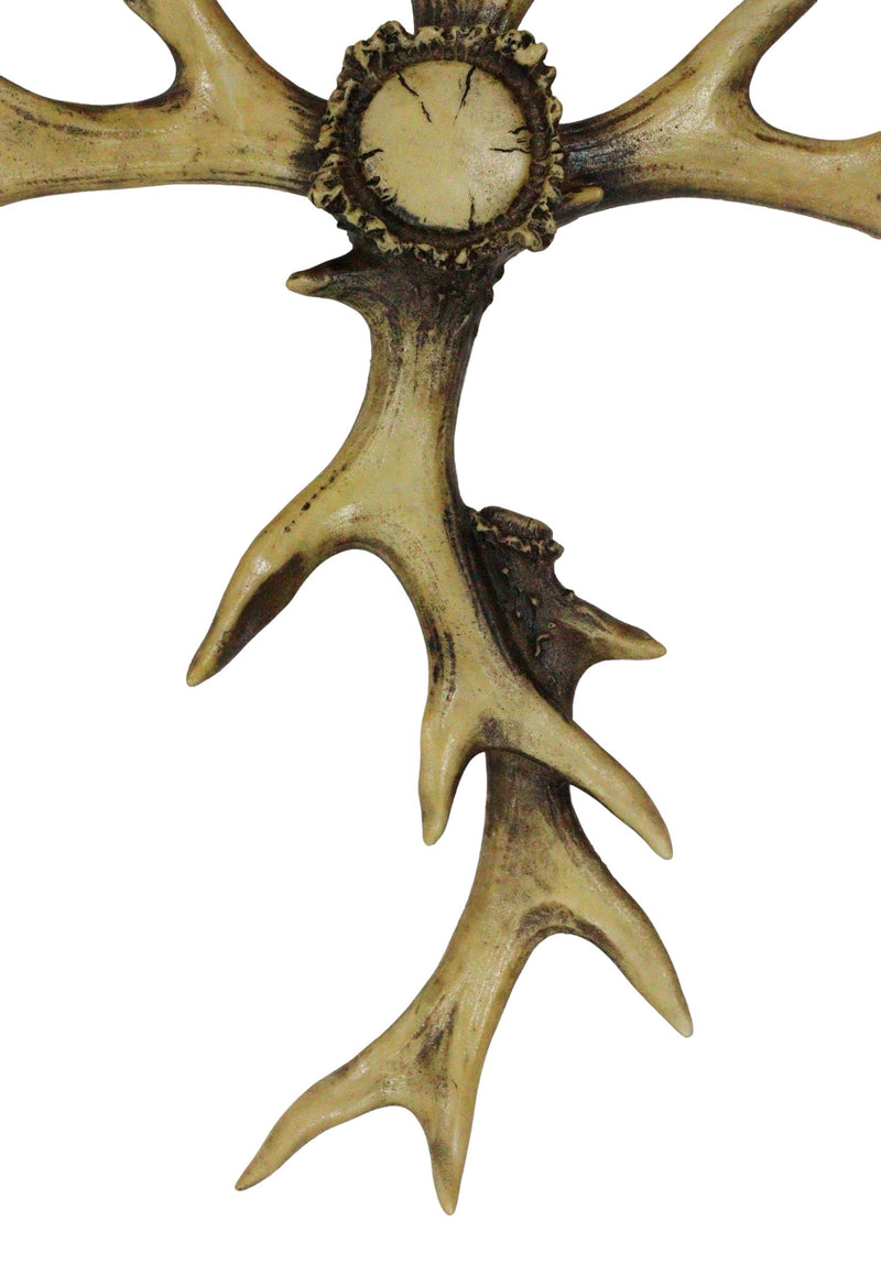 Rustic Western Stag Elk Deer Bone Antlers Burr Center Wall Cross Cabin Decor