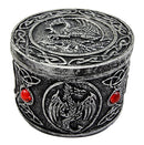 Ebros Gift Celtic Triad Red Gem Dragon Round Decorative Box Figurine 3.25"D