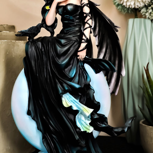 Ebros Large Gothic Lunar Eclipse Raven Fairy Statue 11