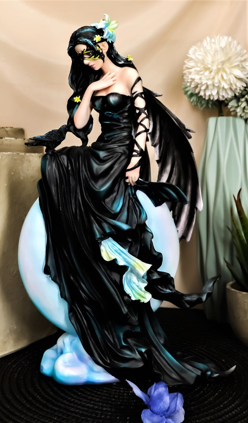 Ebros Large Gothic Lunar Eclipse Raven Fairy Statue 11"H Nene Thomas Dark Skies