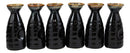 Ebros Glazed Ceramic Brown Waterfall Japanese Wine Sake Tokkuri Flask Pack of 6 Flasks