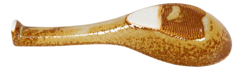 Ebros Made In Japan Ceramic Glossy Speckled Brown Spoons W/ Ladle Hook Set Of 6