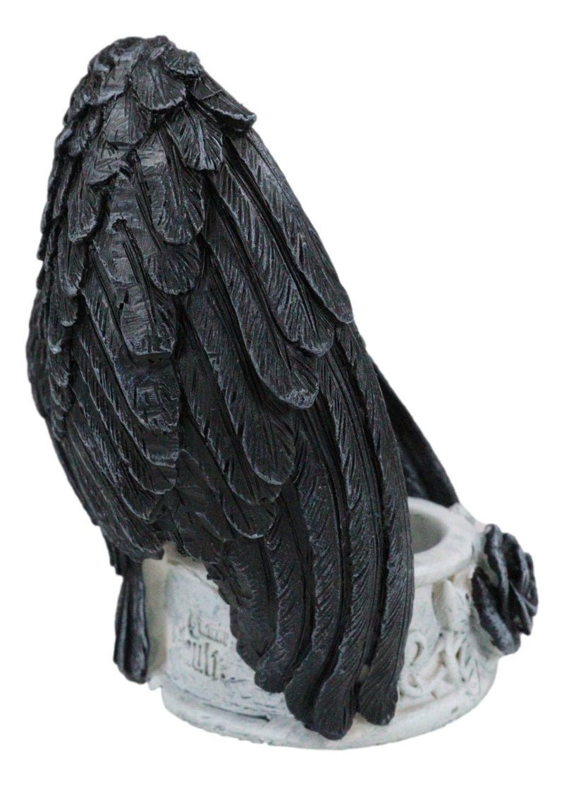 Gothic Edgar Poe Nevermore Raven Ward Black Rose Resin Tea Light Candle Holder