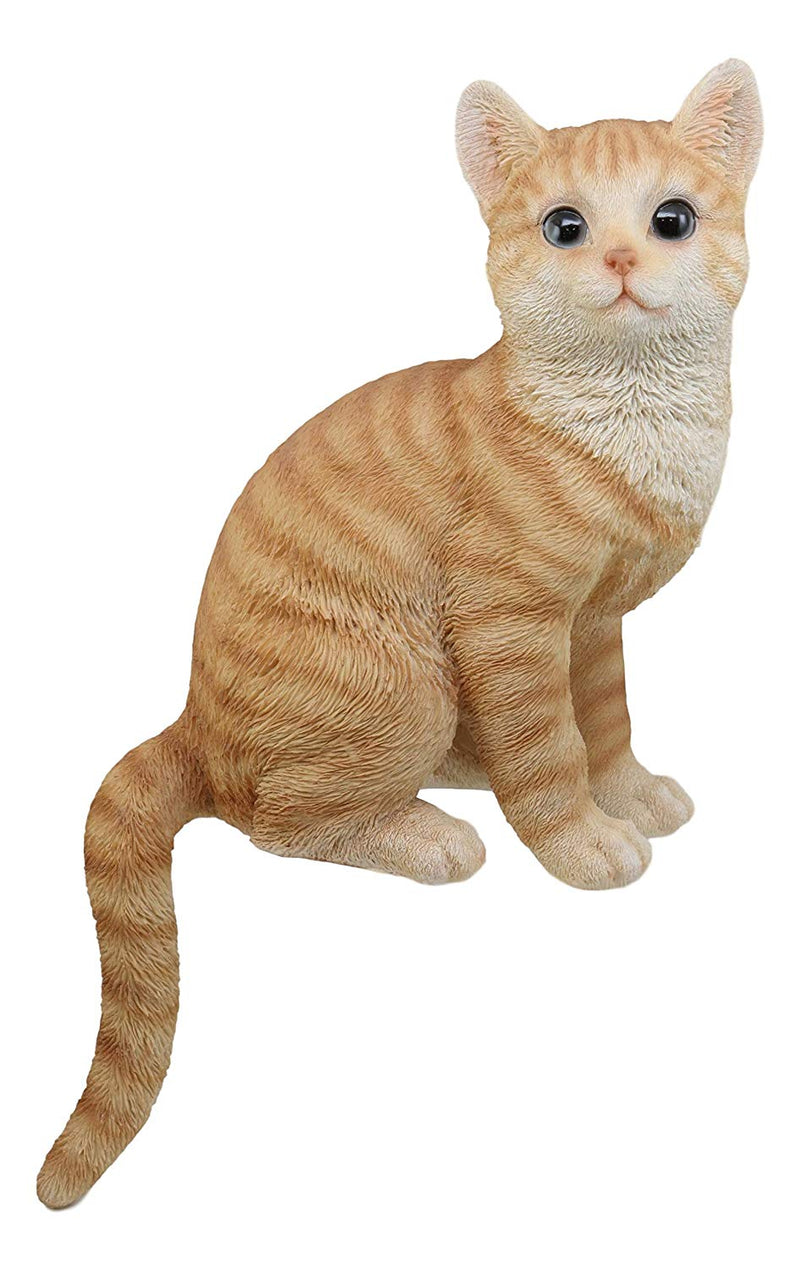 Ebros Large Sitting Lifelike Curious Orange Tabby Cat Shelf Sitter Statue 13.75" Tall