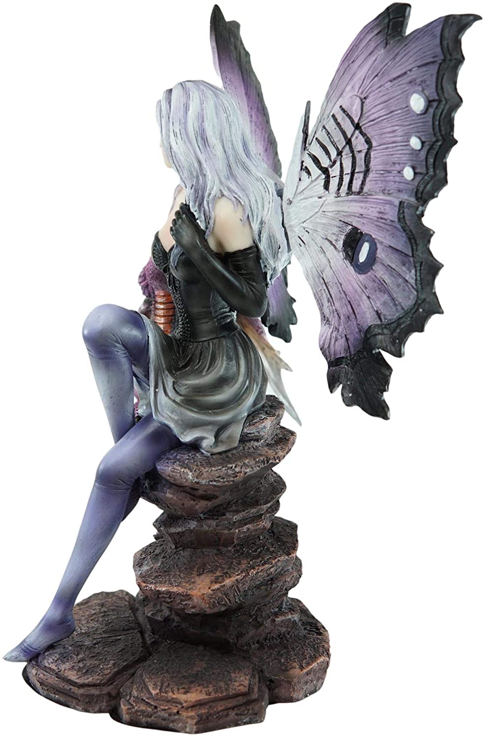 Ebros Large Purple Midnight Butterfly Winged Fairy With Wyvern Dragon Figurine