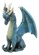 Ebros Fantasy Blue Guardian Dragon with Hydra Horns Statue 6.5" Tall Land of The Dragons Home Decor Figurine Medieval Renaissance Dungeons Flying Beast Sculpture