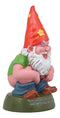 Butt Naked Defecating Fertilizers Organically Pooping Hippie Gnome Statue 12"H