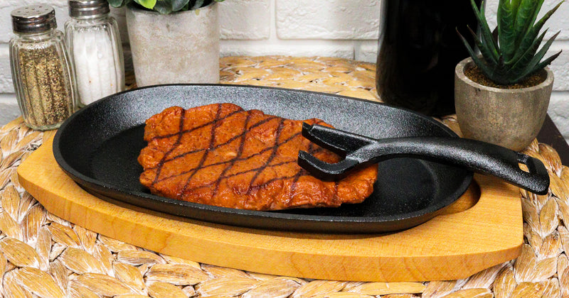 Personal Sized Cast Iron Sizzling Fajita Skillet Japanese Steak Plate Set W Base