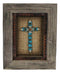 Pack of 4 Rustic Western Turquoise Gems Horseshoe Cross Wood Framed Wall Decors