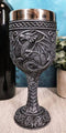 Set of 4 Medieval Dragon Wine Goblet Chalice Resin Body Stainless Steel Faux Stone