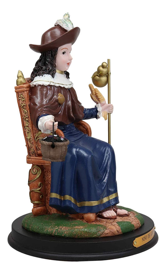 Roman Catholic Santo Nino De Holy Infant of Atocha Seated On Throne Statue Decor - Ebros Gift