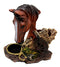 Ebros Chestnut Horse by Wagon Wheel Salt Pepper Shakers Holder Set 6.25" H