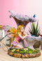 Ebros Daydreaming Girl Fairy Under Giant Trumpet Flowers With Blue Birds Statue
