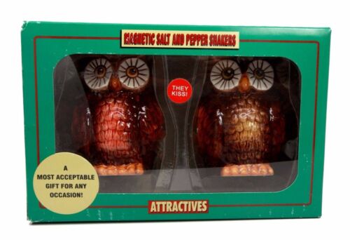 Nocturnal Tropical Great Horned Owl Couple Ceramic Salt Pepper Shakers Figurines