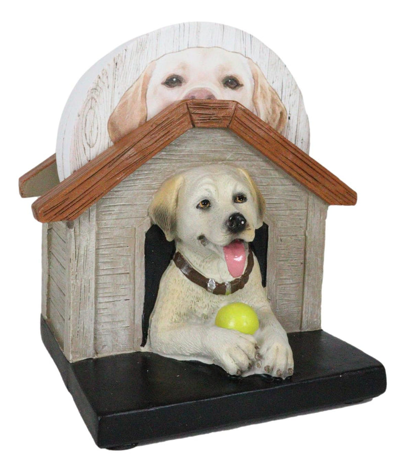 Cute Golden Retriever Puppy Dog In Doghouse Coaster Set Holder And 4 Coasters