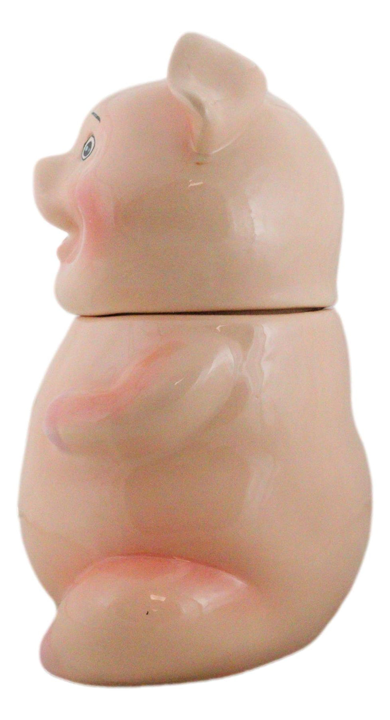 Ebros Animal Farm Bacon Porky Pig Ceramic Cookie Jar Container Figurine 8"H Babe Pigs