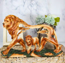 Ebros Large Faux Wood Majestic African Savannah Pride Lion Scene Sculpture