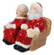 North Pole Winter Christmas Mr Mrs Santa On Sofa Ceramic Salt Pepper Shaker Set