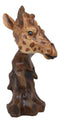Safari Giraffe Head Bust On Woodlike Branch Statue 11.5"Tall In Faux Wood Resin