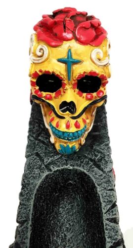 Ebros Sugar Skull Day Of The Dead Yellow Skull Incense Burner 10.25"L