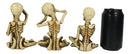 Gothic Necromancy Magic See Hear Speak No Evil Bony Skeleton Figurines Set Of 3