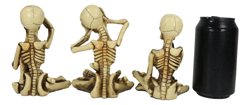 Gothic Necromancy Magic See Hear Speak No Evil Bony Skeleton Figurines Set Of 3