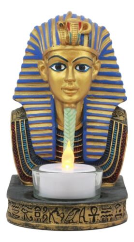 Ancient Egyptian King Ruler Pharaoh Tutankhamun Votive Candle Holder Statue - Ebros Gift