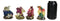 Set of 4 Metallic Red Green Pink Blue Dragons Crouching On Skulls Mini Figurines
