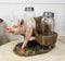 Rustic Animal Farm Barn Porky Pig With Saddlebags Salt Pepper Shakers Holder Set