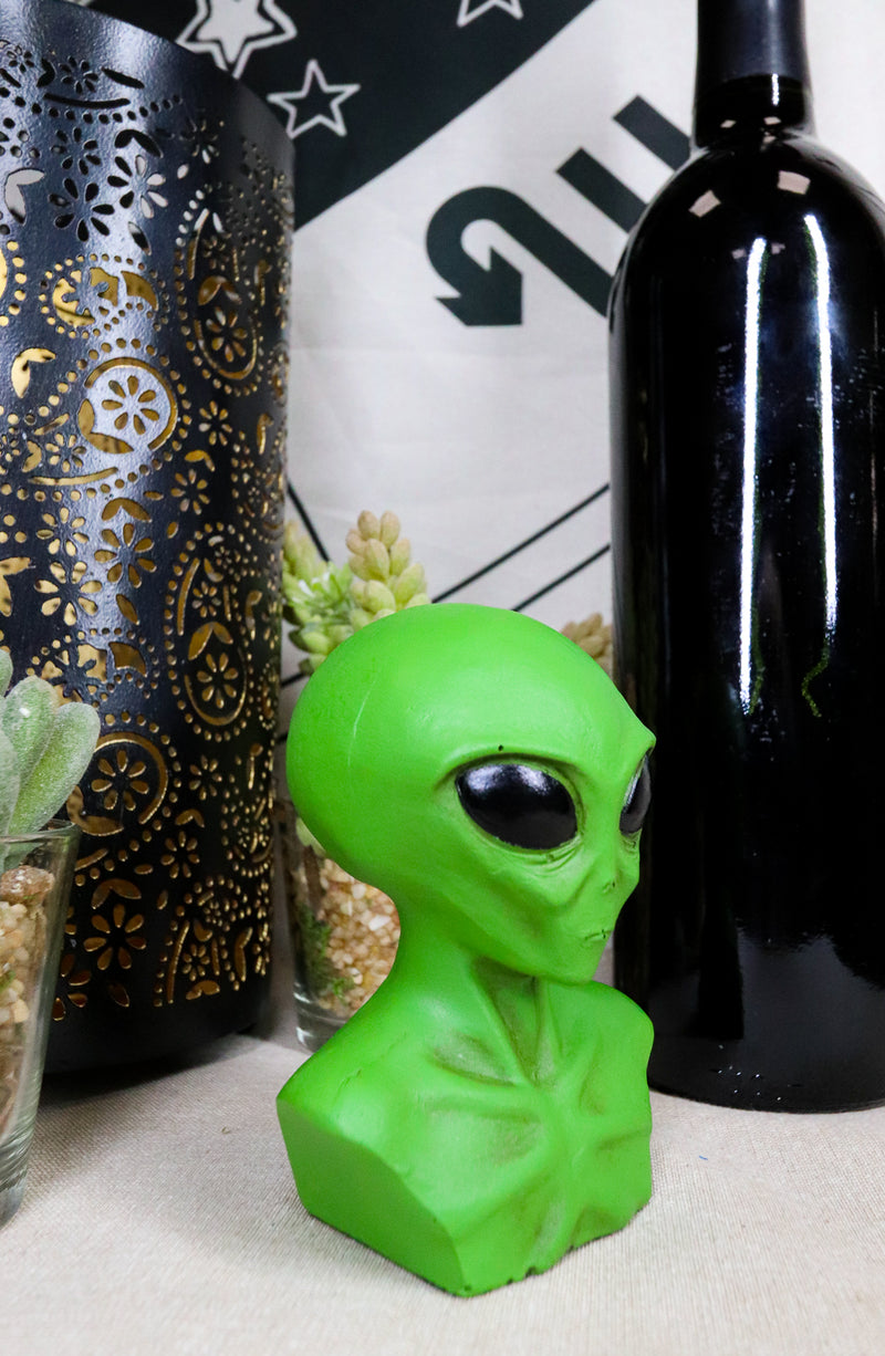 Ebros UFO Green Extraterrestrial ET Roswell Alien Head Bust Skull Figurine Collectible