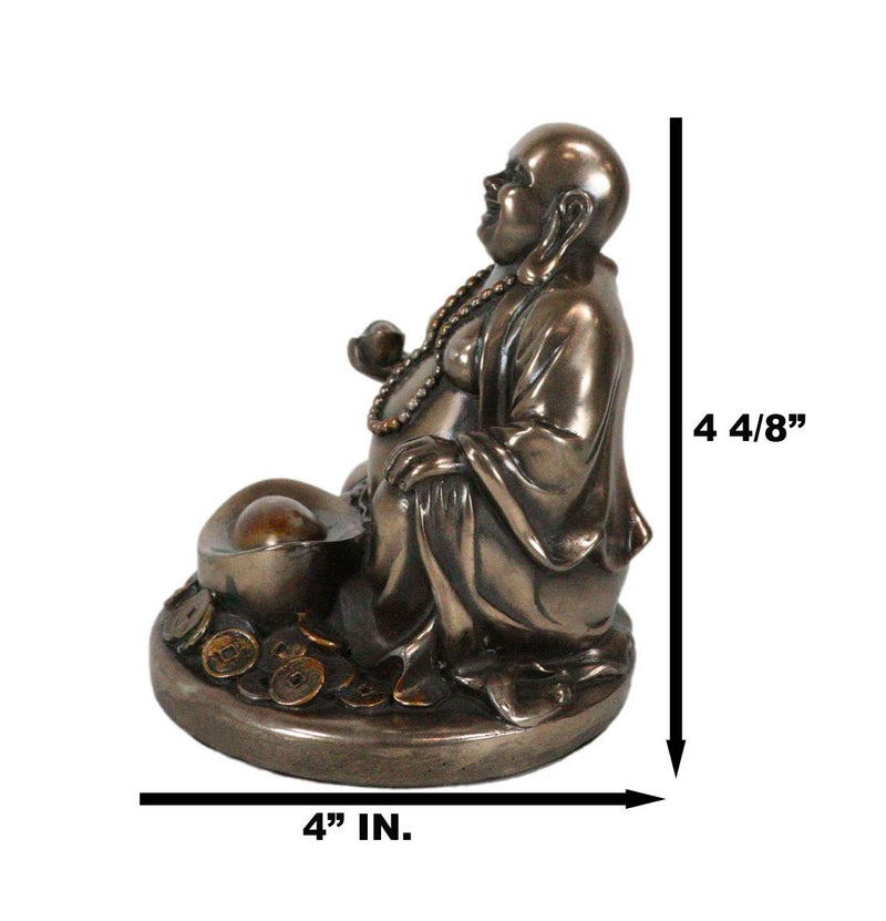 Laughing Buddha Zen Monk Of Prosperity Golden Nugget Lucky Charm Figurine 4.5"H