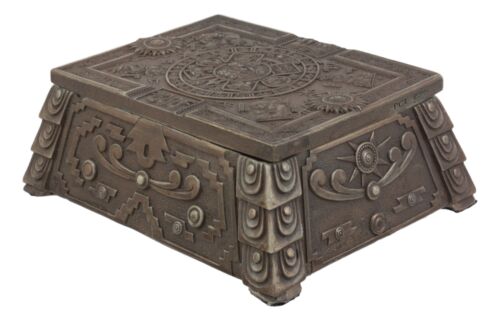 Bronzed Mesoamerican Maya Aztec Jewelry Box Figurine Sun God Huitzilopochtli